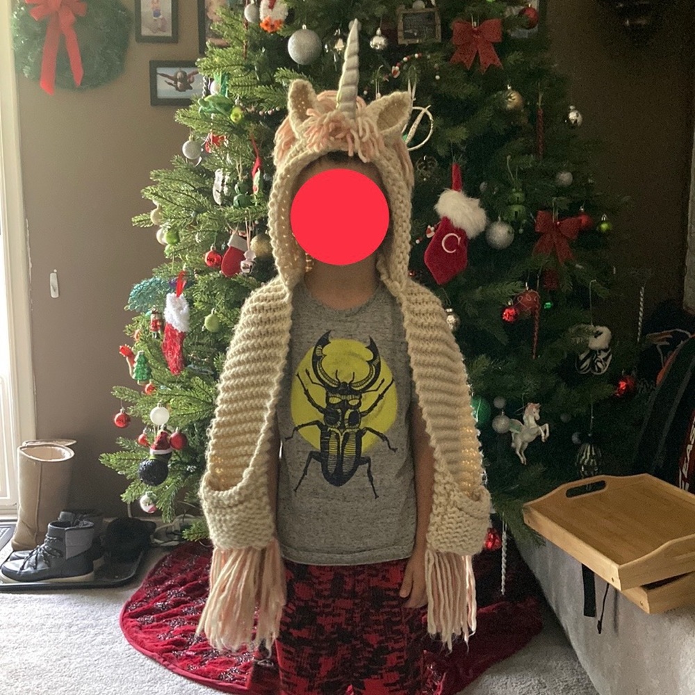 Knit Unicorn Hat/Scarf. Kids.
